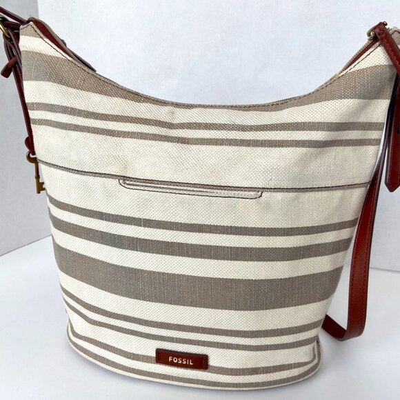 Fossil Handbags - Fossil Canvas Crossbody Bucket bag